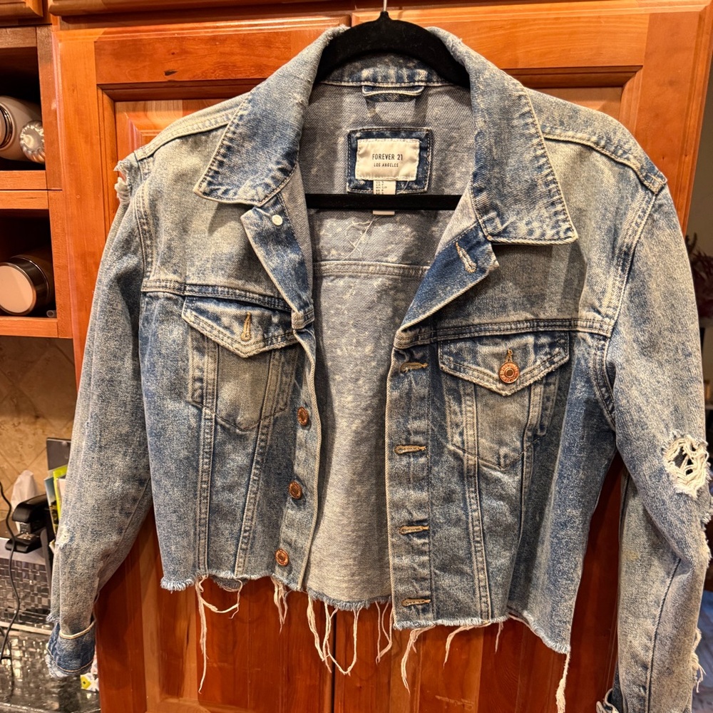 Forever 21 Distressed Denim Jacket